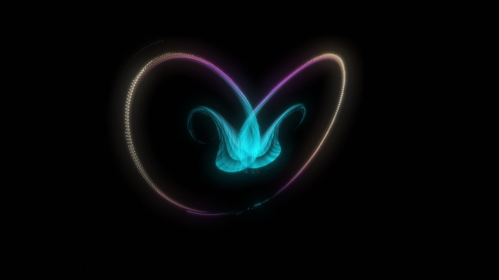 The Lorenz butterfly attractor drawn in fine glowing threads