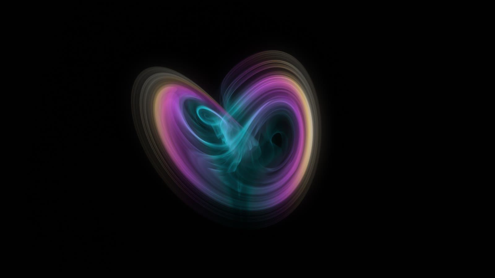 A single particle cloud midway between two classic strange attractor shapes